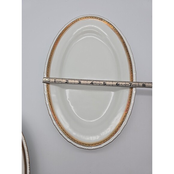 Rorstrand Sweden Oval Porcelain Platter #521 Gold Ribbon Pattern 11.25" x 7.25" - Picture 7 of 8
